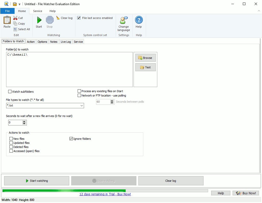 Click to view File and Folder Watcher 4.3a screenshot