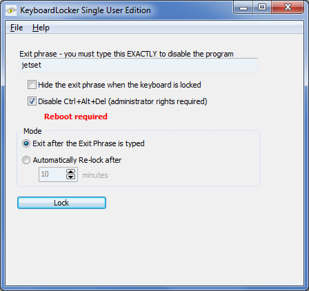 Click to view KeyboardLocker 3.6 screenshot